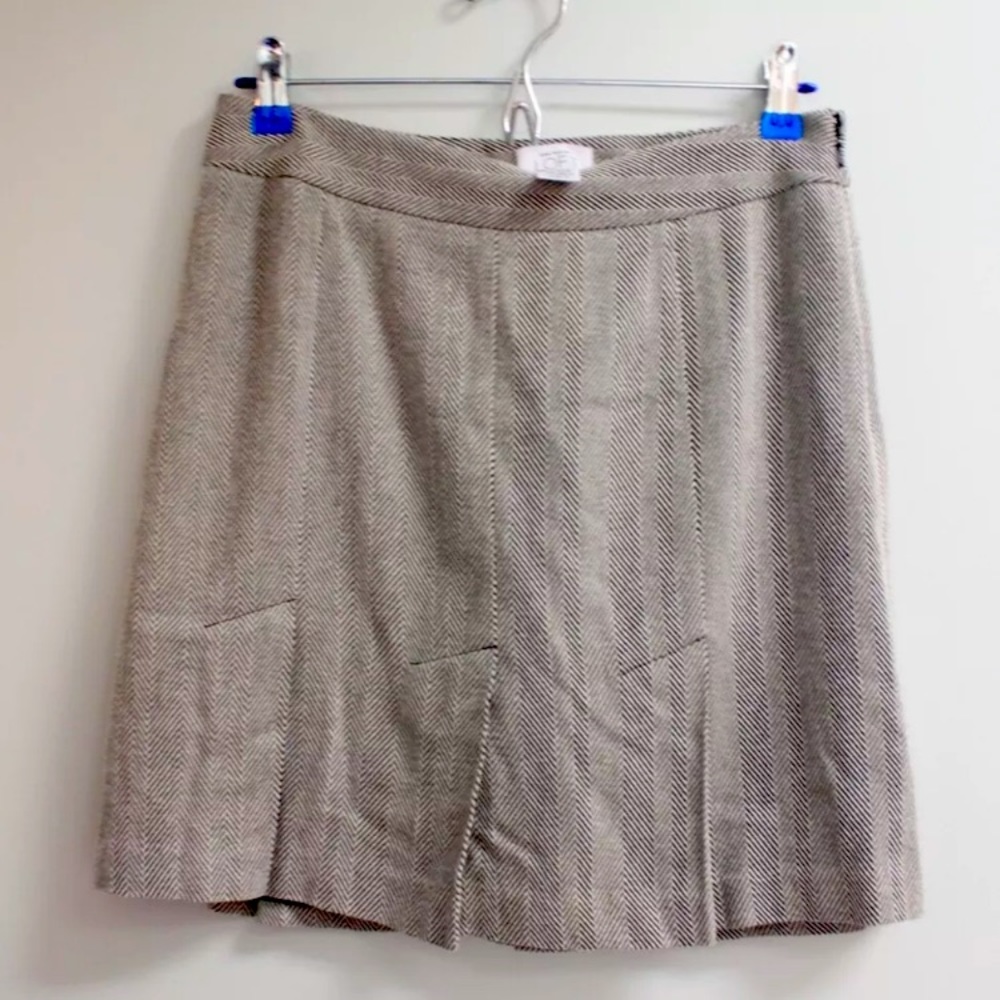 LOFT Herringbone Pleated Skirt Size 4 Wool Blend